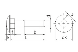 Чертёж мебельного болта DIN 603 / ГОСТ 7802-81
