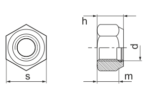 Чертёж самоконтрящейся гайки DIN 985